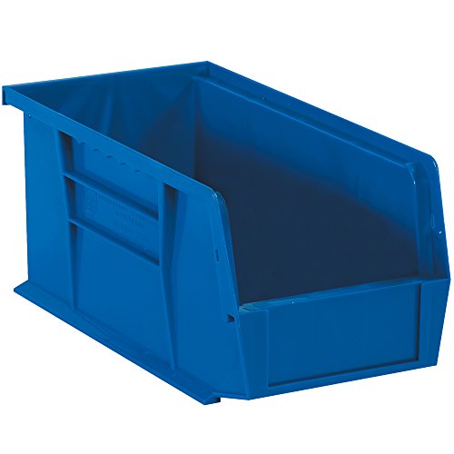 Горната опаковка: Пластмасови кутии за подреждане и окачване, 14 3/4 x 8 1/4x 7, синьо (опаковка от 12 броя)