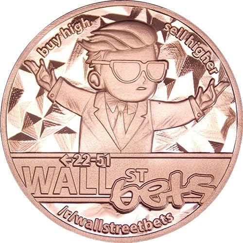 Меден кръг за залагане на Wall street- 1 унция Тази, 999% мед - Без покритие - са подбрани монета с ограничен тираж -