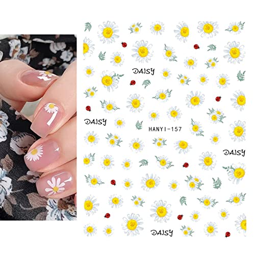 Етикети за Дизайн на ноктите, Daisy, 3D Стикери, Самозалепващи се, Цвете, Маргаритка, Пролетно-Летни Аксесоари за Нокти,