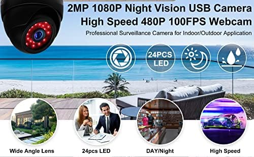 ELP Sony IMX323 Сензор Мини Нощно Виждане Куполна USB Камера IR Инфраред Видео Уеб камера HD 1080P UVC USB2.0