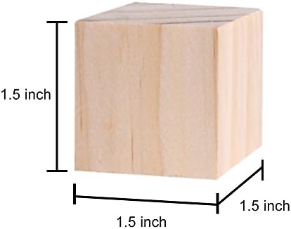 Supla 40шт 1,5 инча - Квадратни блокове от естествен масив дърво, Дървени Кубчета, Дървени Кубчета – за производството на пъзели, работи и проекти Направи си сам (40шт)