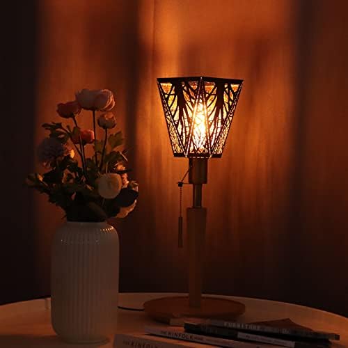 Средната Лампа E27 E26, Лампа с Дърворезба Черна Гора, Метална Лампа, Полилей за Настолна лампа, Етаж лампа, 21 x 16 x 10 cm