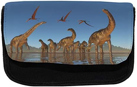 Преносим молив случай Джурасик парк, Аргентинозавр Периода период, Тъканно Чанта за Моливи с Двоен цип, 8,5 x 5,5, Многоцветен