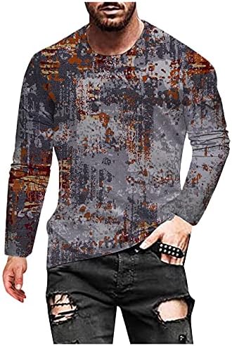 XZNB/ Мъжки Тениски с Цифрово 3D Принтом, Блузи с кръгло деколте и дълъг ръкав, Модни Есенни Дебнещ Ежедневни Тениски за Мъже