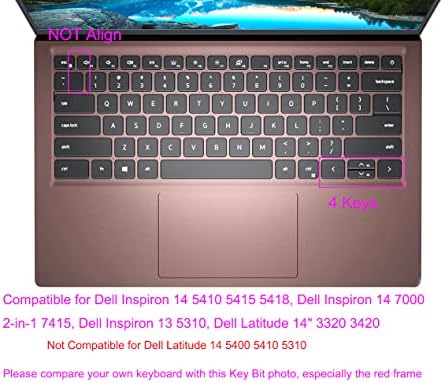 Съвместим кожата клавиатура за Dell Inspiron 14 5410 5418, Dell Inspiron 14 7000 2-в-1 7415, Dell Inspiron 13 5310, Dell Latitude 14 3320 3420 (не е съвместима с Dell Latitude 14 5400 5410 5310) Черен