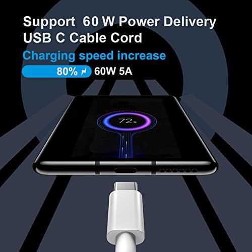 USB кабел C-C USB За бързо зареждане 60 W / 5A, Clatwing [2 опаковки от 3,9 фута] USB Кабел Type C дължина 1,2 м, съвместим с MacBook Pro, iPad Mini 6, iPad Air 4, Galaxy S21, Pixel, LG, Switch, зарядно устройство, USB C за