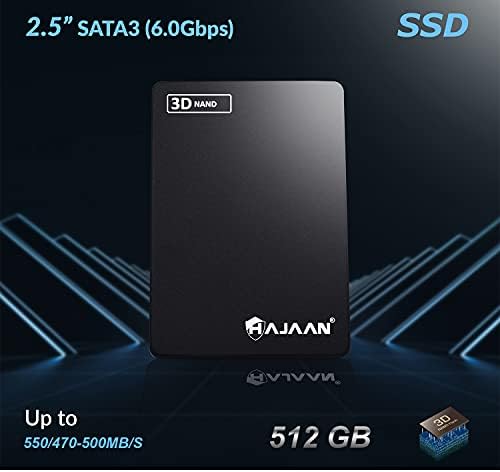 Твърд диск HAJAAN SSD 3D NAND TLC 2,5 инча SATAIII 6gb/с до 520 MB/с Вътрешен Твърд диск за преносим компютър, Таблет, Десктоп компютър (1 TB SSD)