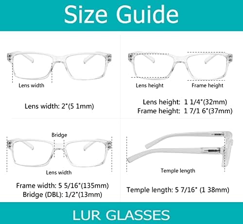 LUR 6 опаковки, прозрачни очила за четене + 4 опаковки черни прозрачни очила за четене (общо 10 двойки ридеров + 1,50)