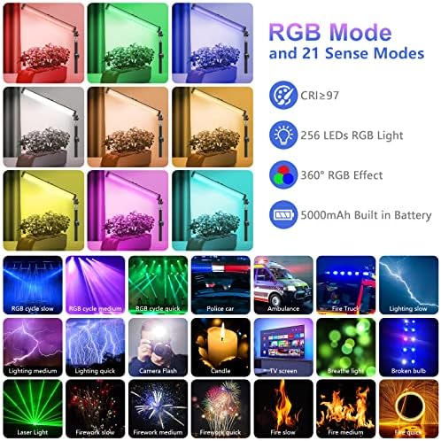 Комплект от 2 Комплекти RGB led пръчици за запис на видео, QEUOOIY 360 ° Цветни 2500-9500 K Led пръчки за снимане със статив 32-77,6 , акумулаторна батерия 5000 ма и магнит с мека тръба Goose