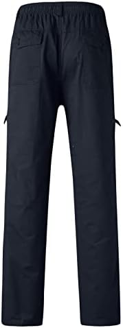 MIASHUI Строителни Панталони за Мъже, Мъжки Свободни Памучни Панталони Големи Размери с Джоб Дантела, Панталони с Еластичен