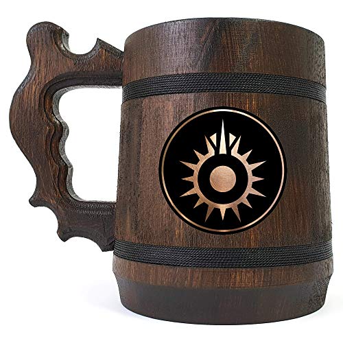 Дървена Една Чаша Black Sun, Подарък от Бира, Чаши С Гравирани SW, Дървена Чаша ръчна изработка, Персонални