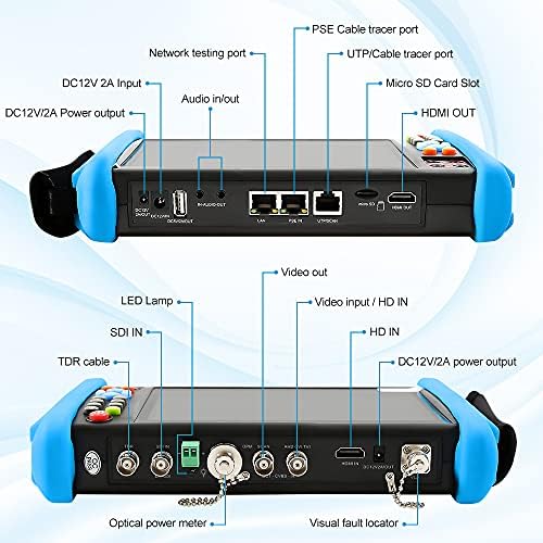Wsdcam 7-Инчов Всичко в едно IPS Сензорен Екран IP Камера Тестер за Сигурност ВИДЕОНАБЛЮДЕНИЕ Тестер Монитор с SDI/TVI/AHD/CVI/TDR/OPM/VFL/POE/4K H. 265/1080p HDMI вход и изход / Firmware Обновена 9800