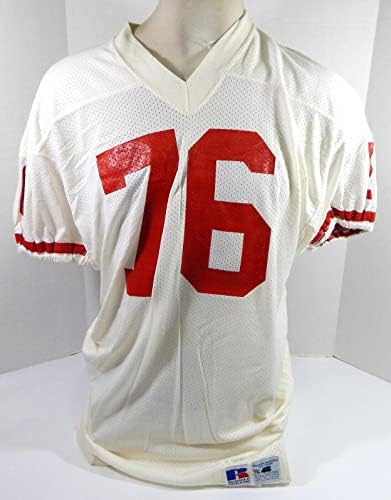 Сан Франциско 49ерс 76 Използвана в играта Бяла Риза 46 DP32787 - Използваните В играта NFL Тениски Без подпис