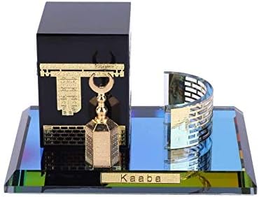 Hztyyier 3D Джамия Архитектурен Модел Комплекти Мюсюлмански Кристал Позлатен Кааба Модел от Три Части за Декорация на Дома, Работния Плот Подаръци