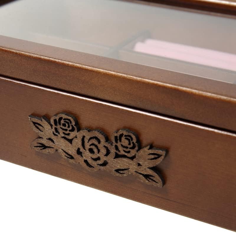 QIAONNAI ZD205 Пръстен, копчета за Ръкавели Дисплей Подарък Кутия Боядисани Дървени Кутии за Бижута Органайзер Кутия За Съхранение
