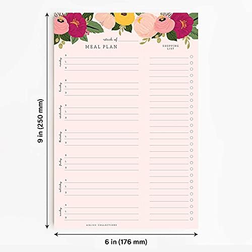 Седмичен Планер хранене Bliss Collections, в Розово цветенце, Магнитен семеен календар хранене и бележник за вашия