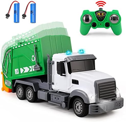 Играчки за мусоровоза с дистанционно управление в мащаб 1:24 от WEMOKA, 6-Канален Радиоуправляеми боклукчийски камион
