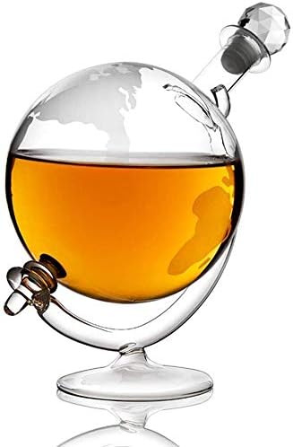 Гарафа RAKUTE whisky decantador Whiskey Globe, Прозрачно Кристално стъкло Ръчно Выдувки, за Алкохол, Лепенката, Бърбън, Водка, 1000 мл, Резервоари за Бгв