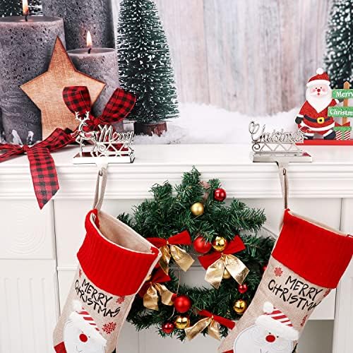 Комплект от 2-те притежатели за отглеждане Sliver Весела Коледа-Коледна закачалка, идеална за закачане на отглеждане-Коледни куки за отглеждане на полицата накити, ко?