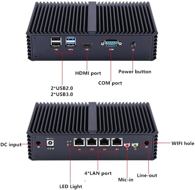 InuoMicro Firewall Мини Настолен Компютър G4200L с 4 GB оперативна памет Ddr3, 32 Gb Ssd памет, 4 Мрежови адаптер, Безвентиляторный