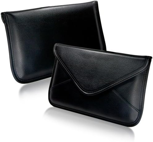 Калъф BoxWave, който е съвместим с Kindle Paperwhite (3-то поколение 2015) (калъф от BoxWave) - Луксозни кожена чанта-месинджър, дизайн своята практика-плик от изкуствена кожа - черно jet