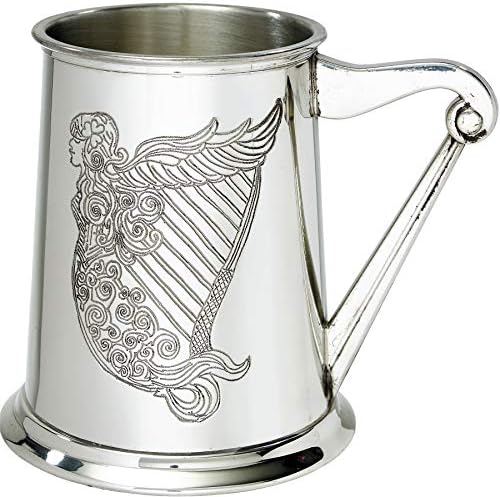 I LUV ООД Оловен чаша с обем 1 Литър с шарките на ирландска арфа и дръжка за арфа