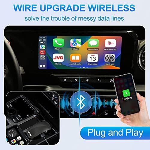 Безжичен адаптер CarPlay, TNVTEC 2023 Carplay Wireless за iPhone 10 + и автомобили с OEM кабелен CarPlay, Ъпгрейд