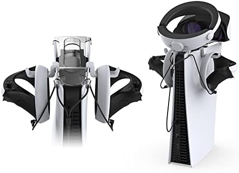 Аксесоари VicRole VR Прозрачна стойка за конзолата + Притежателя на контролера за PS VR2 Headset Sense Controller, Магнитен кабел, бързо зареждане 2 в 1 за контролер PS VR2, и за контролер