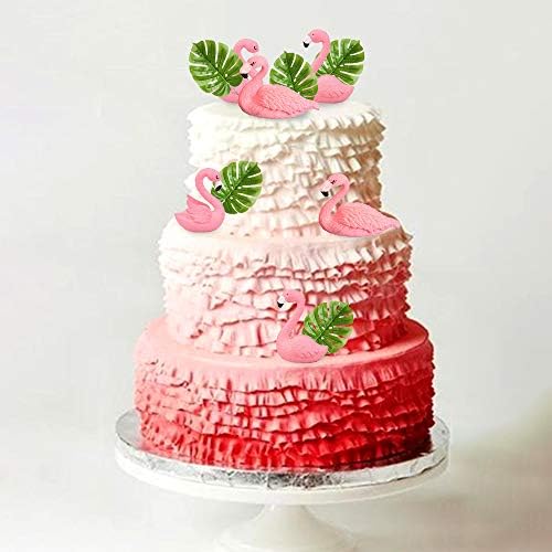 LaVenty Мини РАЗМЕР Фламинго Торта Топперы Фламинго Украса на Торта за Рожден Ден за Тропически Хавайски Luau Тематични Партита