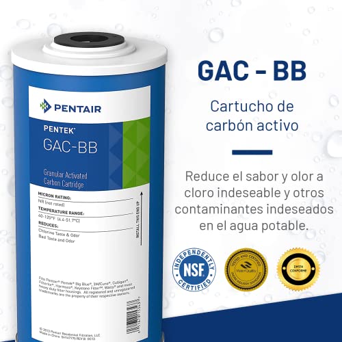 Филтър за вода Pentair Pentek GAC-20BB Big Blue Carbon, 20 Инча, разменени касета с гранулиран активен въглен (GAC)