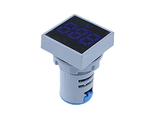 BUDAY 22 мм Мини Цифров Волтметър Квадратен ac 20-500 В Волта Тестер за напрежение на електромера Led лампи Дисплей (Цвят: синьо)