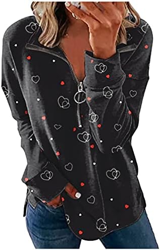 KCJGIKPOK/ Дамски Ежедневни Hoody с дълъг ръкав с цип по средата, Модни Свободните Пуловери с цип С Флорални
