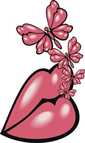 Божествен Дизайн Красивите Девчачьих Розови устни с Анимационни Винил Стикер-стикер с Пеперуди (с височина до 8 инча)