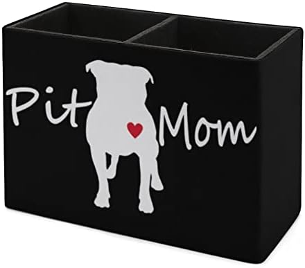 Pitbull Mom От Изкуствена Кожа Поставки За Моливи Многофункционален Настолен Контейнер За Моливи, Органайзер За Съхранение