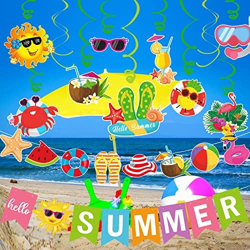 Украса за парти Лято Цветни Банера Здравей, Лято, Летен Басейн на Плажа, Окачени Къдрите, Венец за Лятната Ваканция, Басейн, Летни Празнични Украси За Плажни Партита