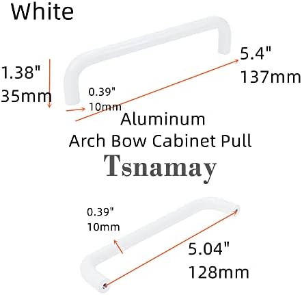 Tsnamay 2 елемента 5,4 Жажда за шкаф с Дугообразным Чучур, Жаден за дивеч на Обкова за вратите на гардероба от алуминий, с Диаметър на отвора 5,04 /128 мм, Бял