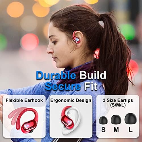 Безжични слушалки Ltinist, Слушалки, Bluetooth 5.3 с чист басовым звук с заушниками, 60-часова батерия, спортни ушите с двойна led дисплей, Водоустойчиви слушалки IP7, Вграден мик