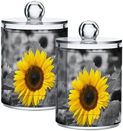 innewgogo Sunflower 2 Опаковки Титуляр за памучни тампони, Органайзер, Диспенсер, Пластмасови Аптечные Буркани
