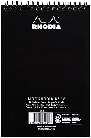 Тампон Rhodia в проволочном корици 6X8,25 черна ивица, опаковка от 2 броя