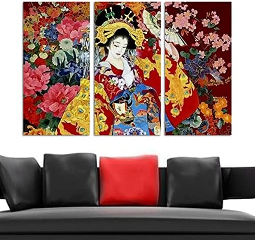 Стенно Изкуство за Всекидневната, Японски Момиче Гейша, Набор от Декоративни картини в Рамка, Декоративни Съвременно