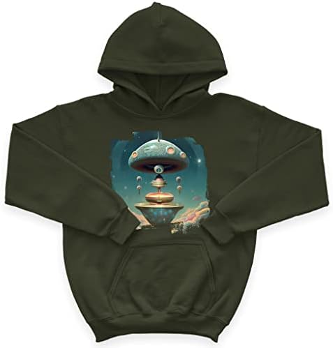 Детска hoody с качулка от порести руно Alien UFO - Kawaii Kids' Hoodie - Hoody с принтом за деца