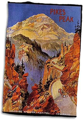3. Ретро Туристически плакат на Пайкс Пик в Колорадо от 3dRose - Кърпи (twl-151058-1)