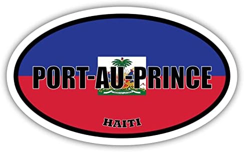 Порт-о-Пренс Знаме на Хаити Овални Стикер Vinyl Стикер на Бронята 3x5 инча