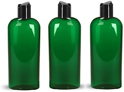 е Зелена Пластмасова бутилка с овална форма с обем 8 унции с капак (Черен капак)