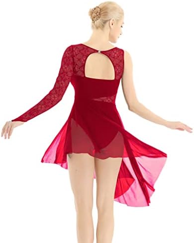 n/a Дамско Асиметрично Сетчатое Балетное рокля-пакетче с бретельками, рокля Трика за Балерина, Сценичното Боди