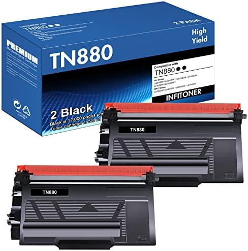 Тонер касета TN880 Super High Yield, 2 опаковки, Черен, Подмяна на Brother за TN880, TN-880, Тонер касета TN 880 за принтер Brother HL-L6200DW, L6200DWT, L6400DW, L6400DWT, MFC-L6700DW, L6800DW, L6900DW