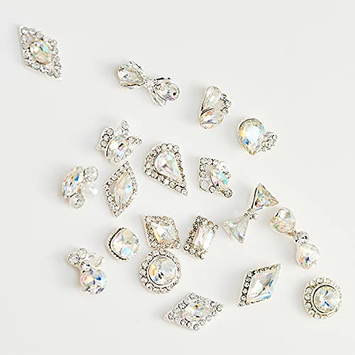 WOKOTO 20pcs Висулки от кристално сплав за нокти AB Кристали Големи Кристали за нокти Диаманти за нокти Стъклени Метални Скъпоценни Камъни за 3D дизайн на ноктите Луксозн?