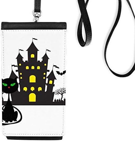 Хелоуин Е Ужасно Мрачен Замък Котка Телефон В Чантата Си Чантата Виси Мобилен Калъф Черен Джоба