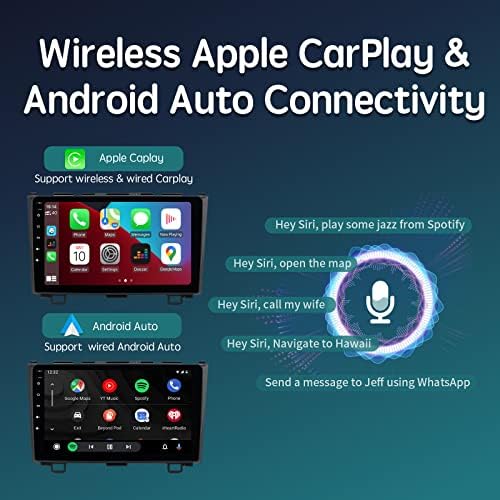 Автомобилна стерео система Android с Apple CarPlay, 9 HD Екран, 6 GB 128 GB Главното устройство за Honda CRV 2007-2011 г., Подкрепа за Android Auto Bluetooth, Управление на волана, Автомобилното радио AM