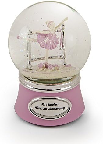 Музикална кутия, Вдъхновяваща Розово-Сребриста Анимирани Балерина Snow Dome - Много песни по избор - Nutcracker Suite